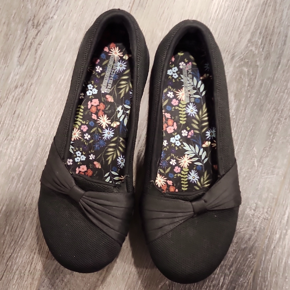 Skechers Black Ballet Flats Comfortable Slip-On